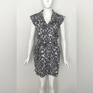 CYNTHIA STEFFE GRAY & WHITE ABSTRACT PRINT DRESS SIZE 0